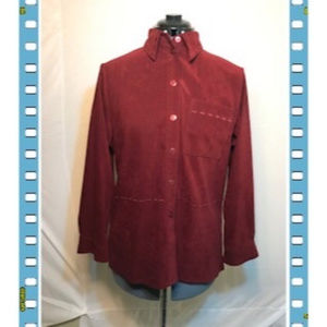 Kim Rogers Petite Faux Suede Button Down Shirt